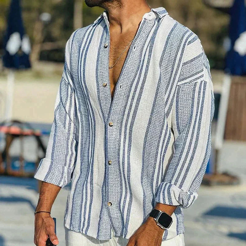 Long-Sleeve Shirt In A Retro Stripe Design - Grady