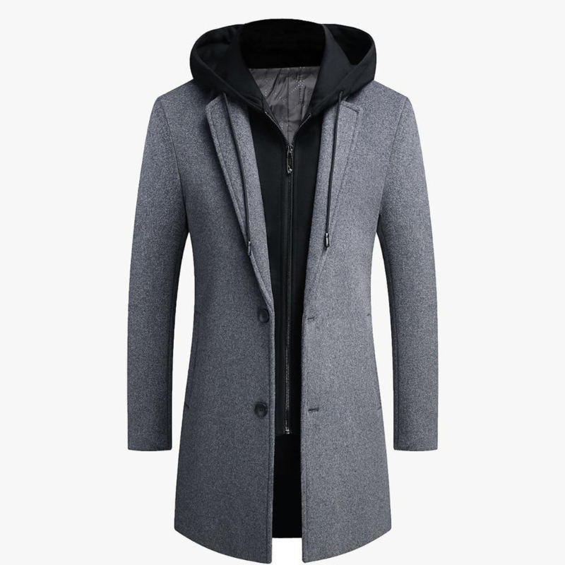 Long Line Hooded Men's Coat - Hugo