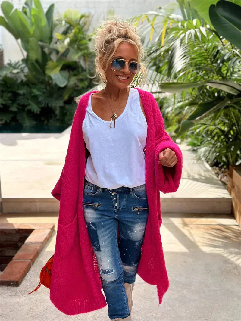 Long Oversized Bohemian Knit Cardigan - Faye