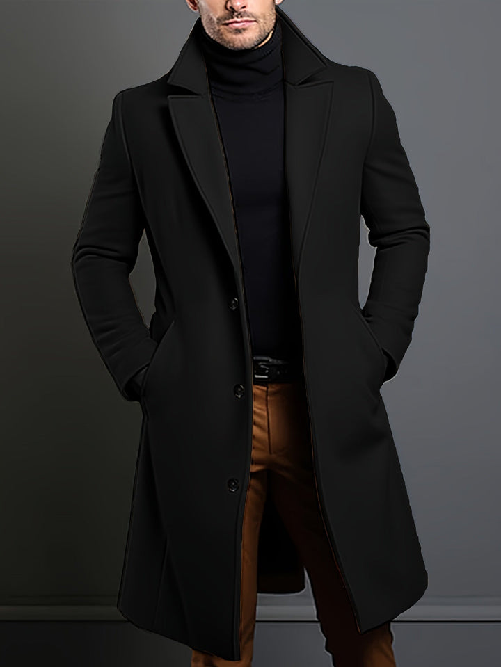 Long Single-Breasted Lapel Overcoat - Russell