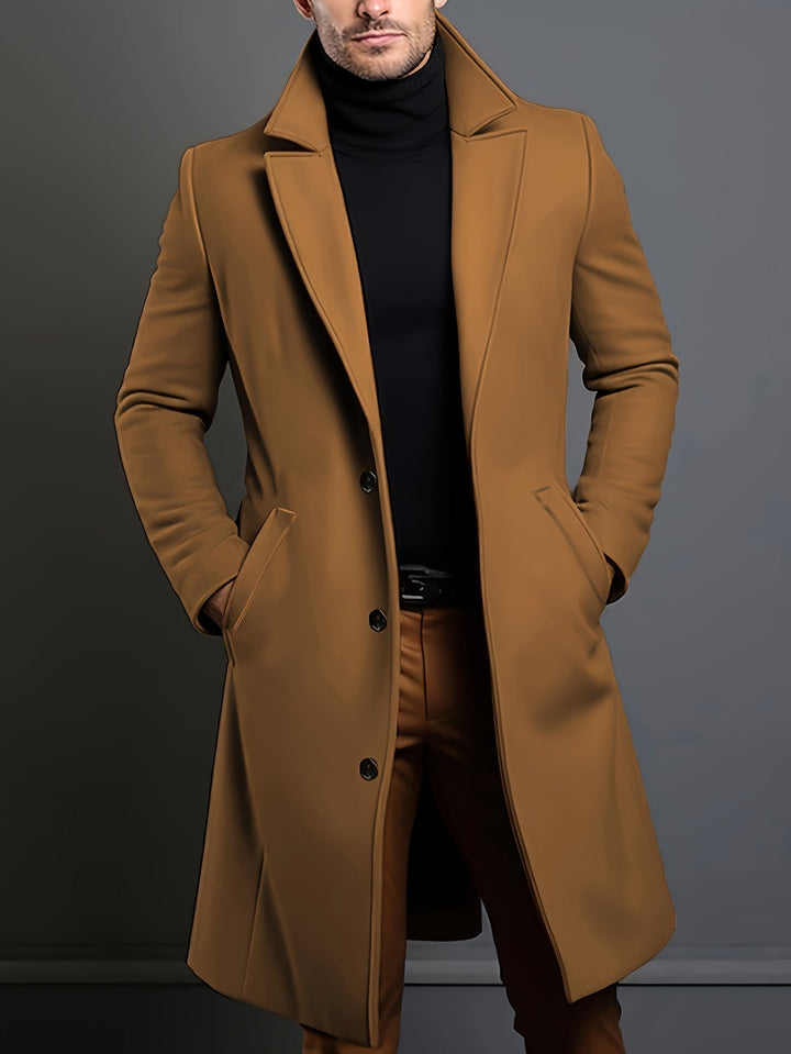 Long Single-Breasted Lapel Overcoat - Russell