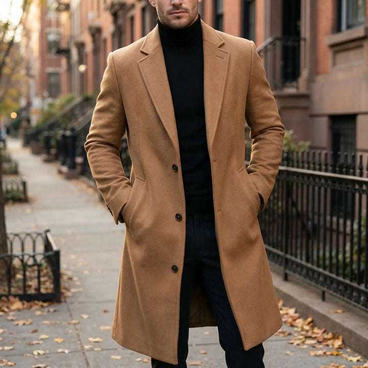 Long Single-Breasted Lapel Overcoat - Russell