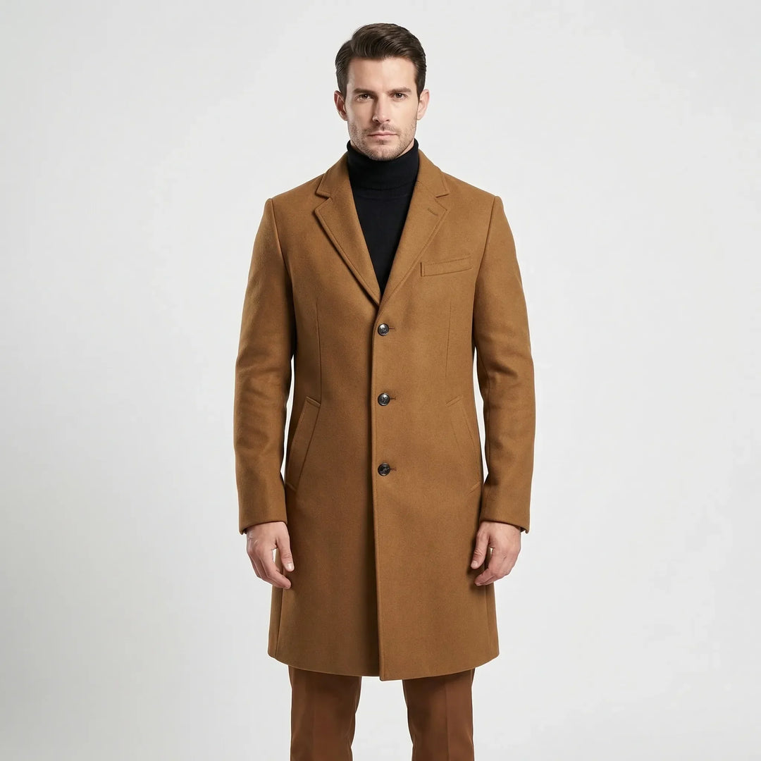 Long Single-Breasted Lapel Overcoat - Russell
