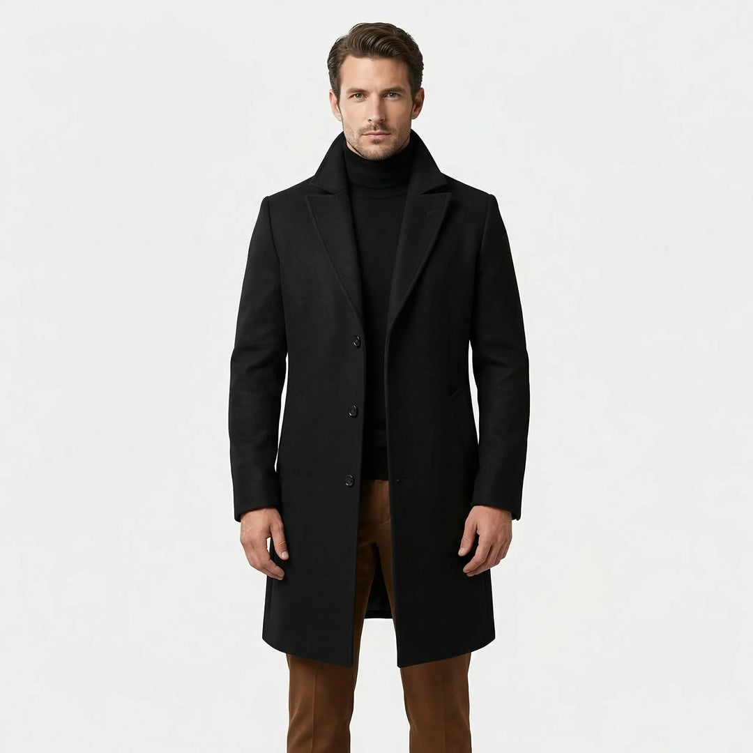 Long Single-Breasted Lapel Overcoat - Russell