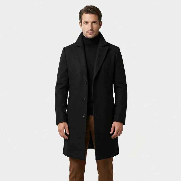 Long Single-Breasted Lapel Overcoat - Russell