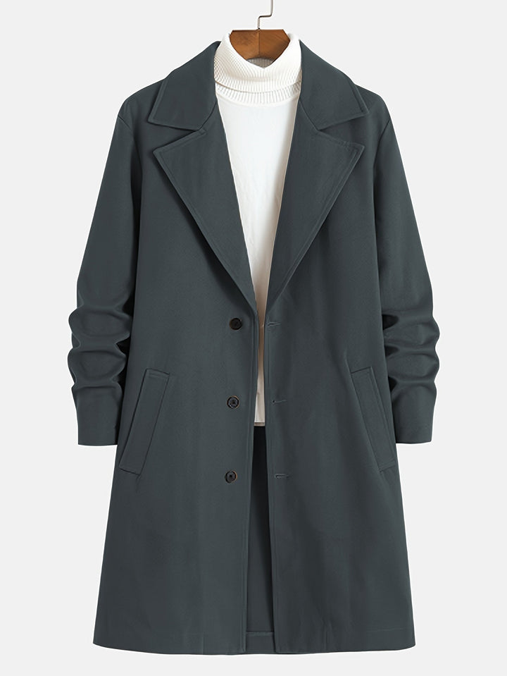 Long Single-Breasted Lapel Overcoat - Russell
