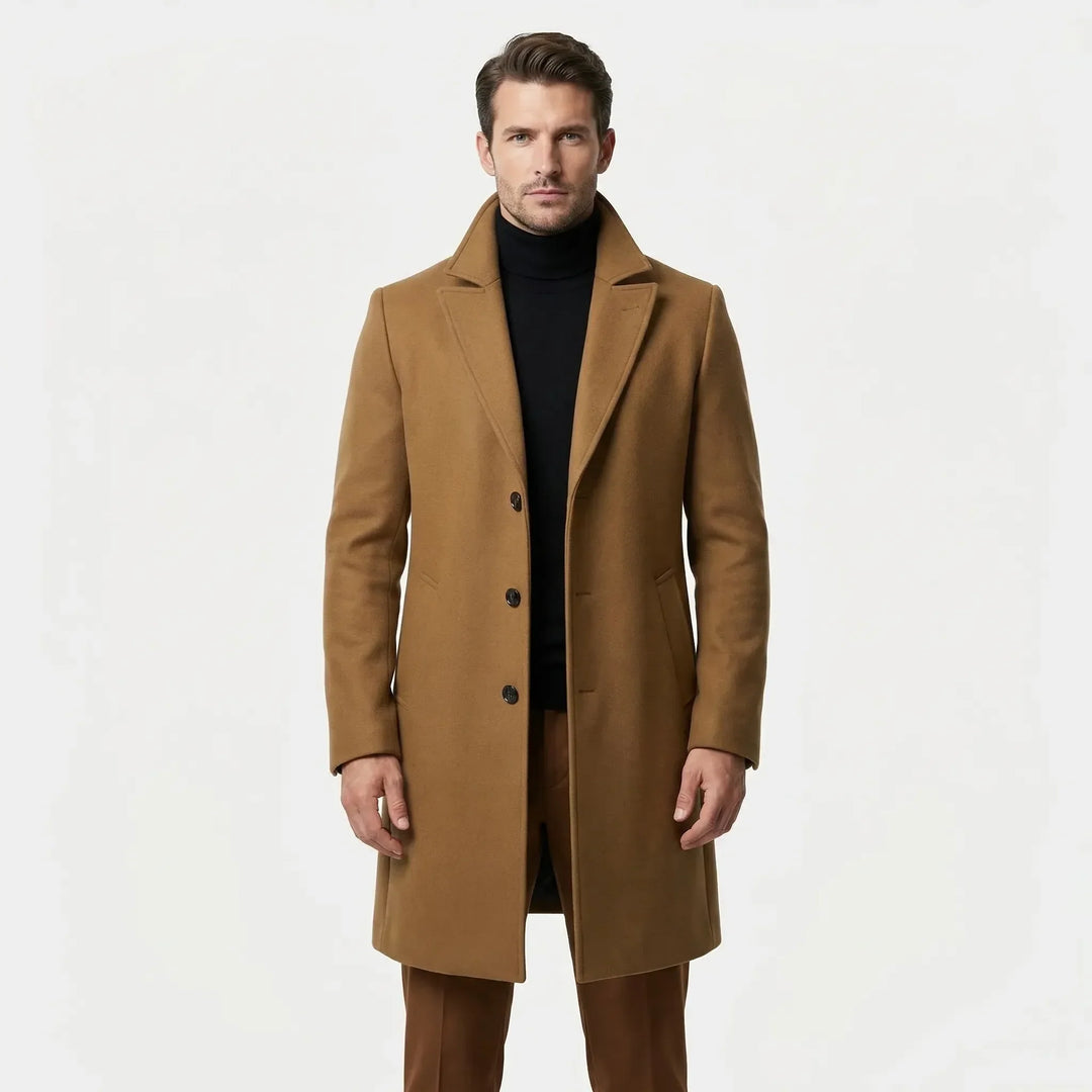 Long Single-Breasted Lapel Overcoat - Russell
