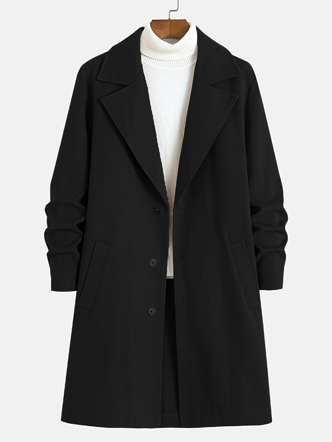 Long Single-Breasted Lapel Overcoat - Russell