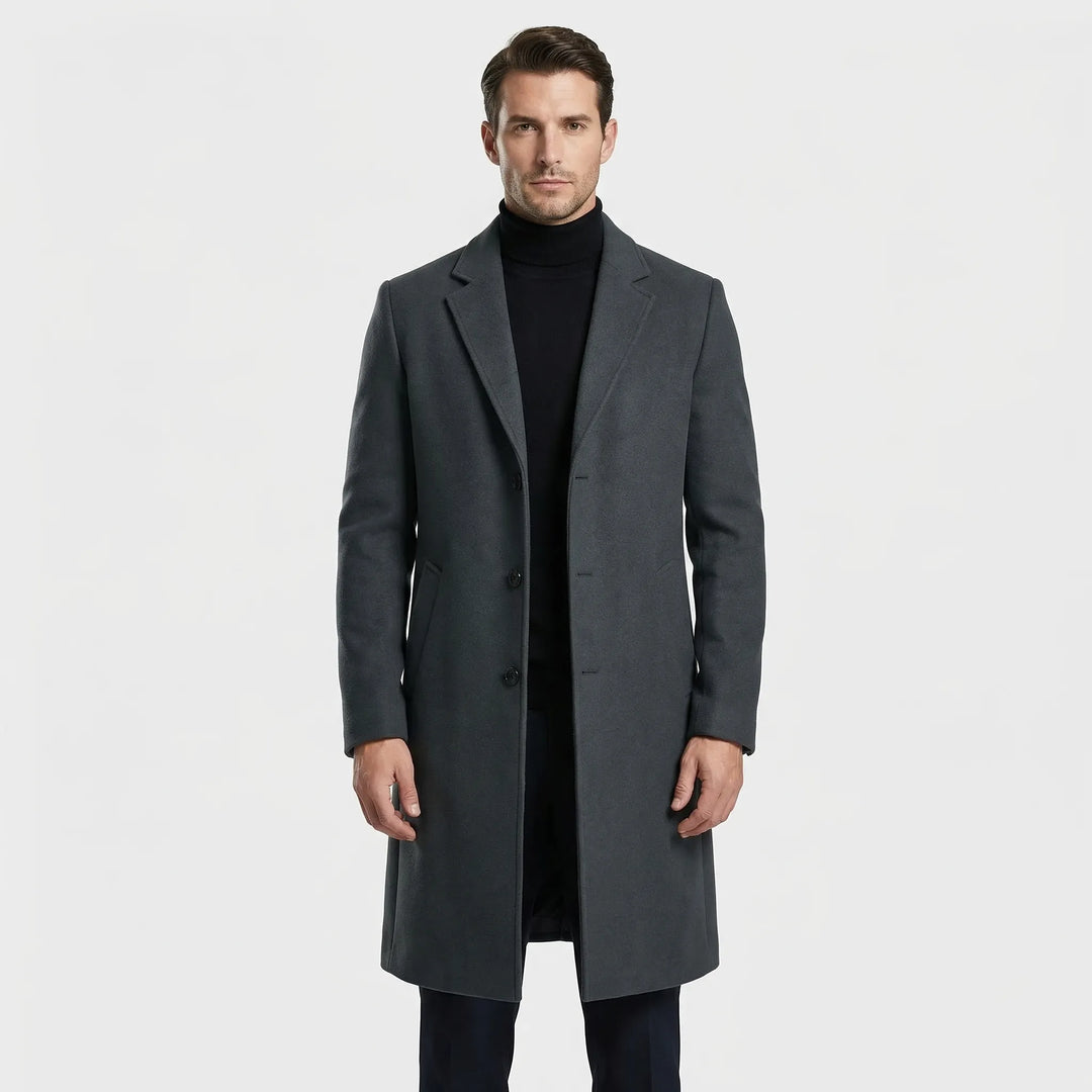 Long Single-Breasted Lapel Overcoat - Russell