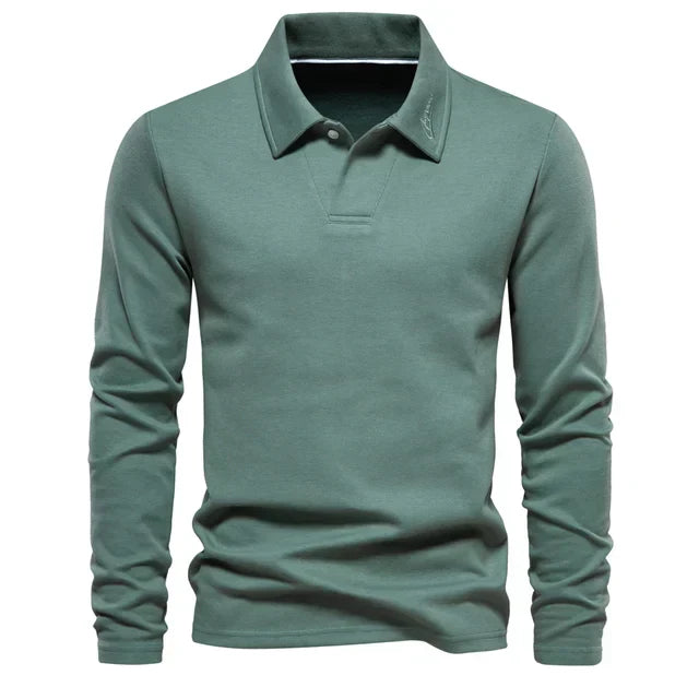 Long Sleeve Turn-Down Collar Polo - Carlton