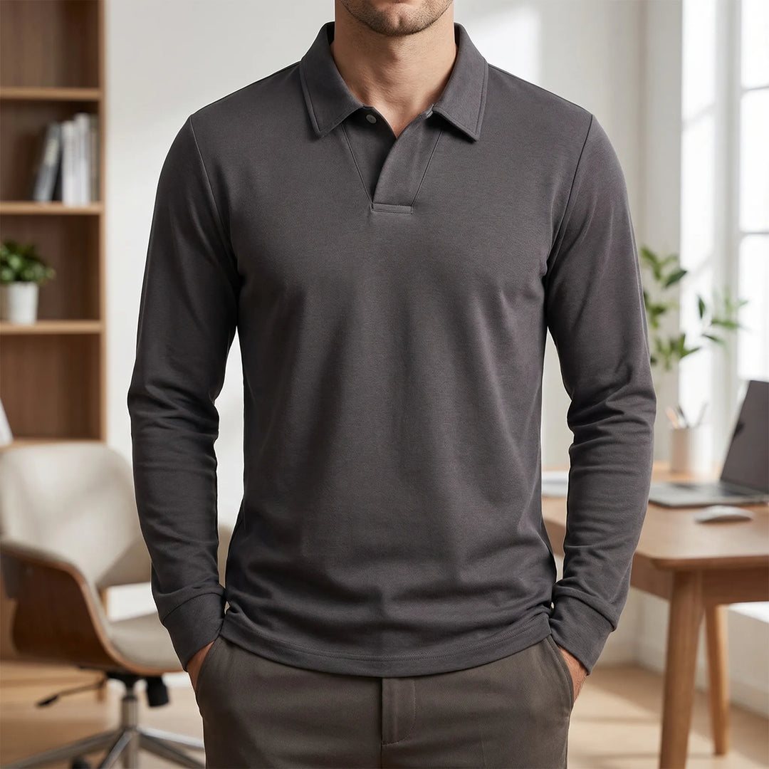 Long Sleeve Turn-Down Collar Polo - Carlton