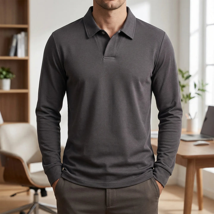 Long Sleeve Turn-Down Collar Polo - Carlton