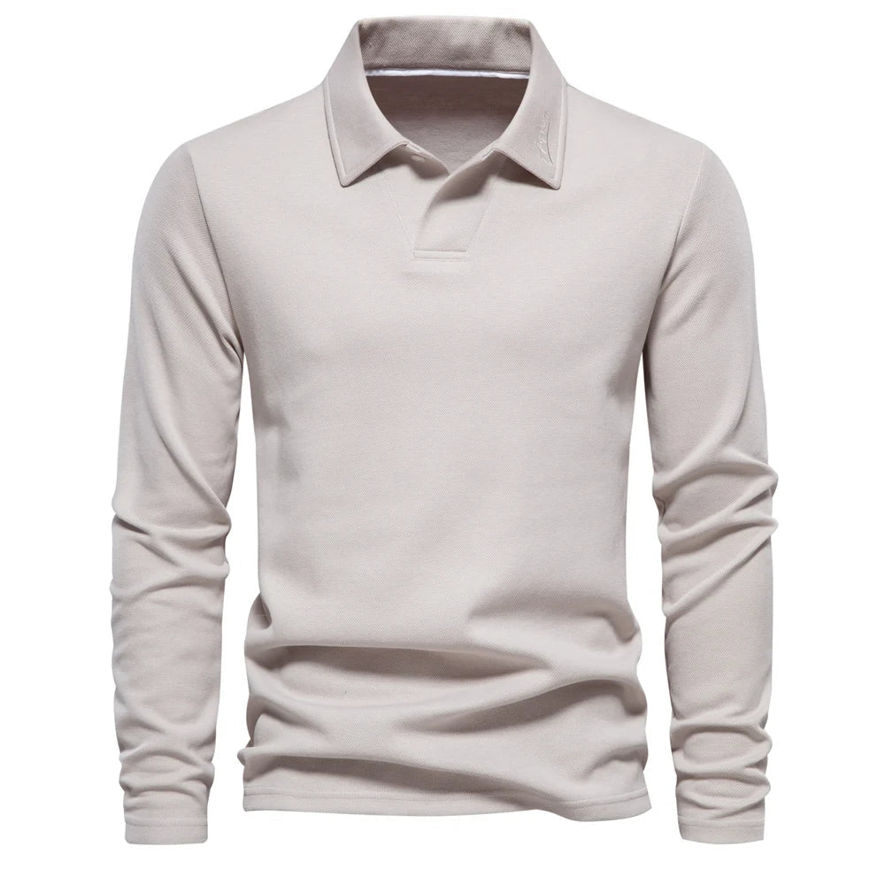 Long Sleeve Turn-Down Collar Polo - Carlton