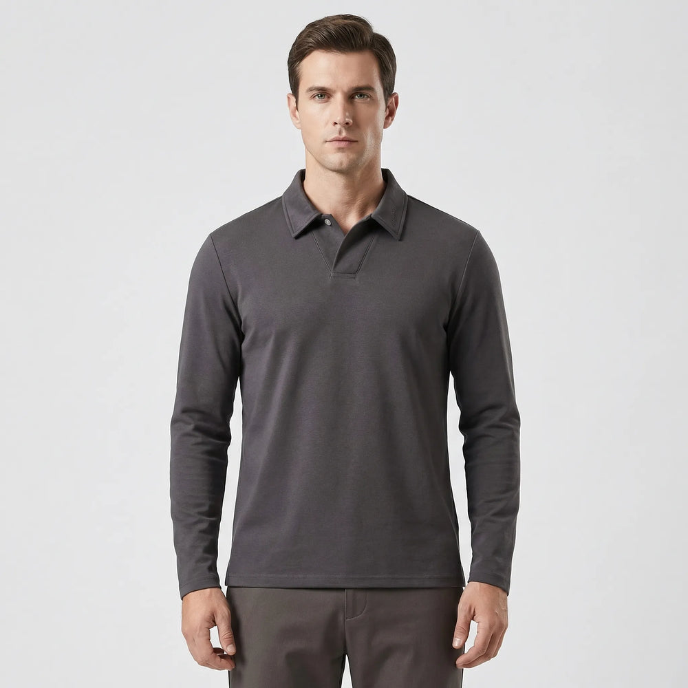 Long Sleeve Turn-Down Collar Polo - Carlton