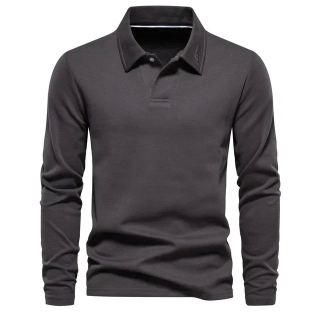 Long Sleeve Turn-Down Collar Polo - Carlton