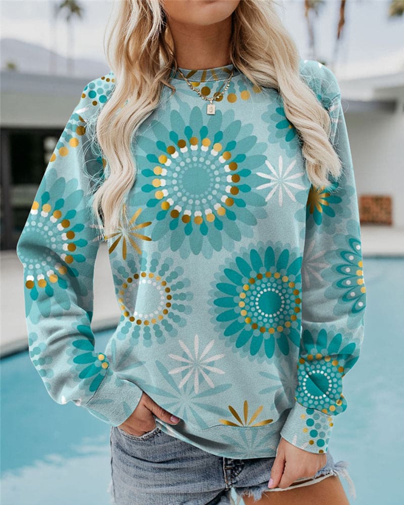 Loose-Fit Round Neck Sweatshirt - Krystal