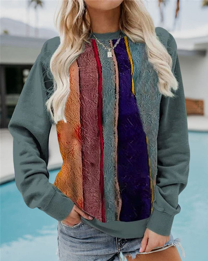 Loose-Fit Round Neck Sweatshirt - Krystal