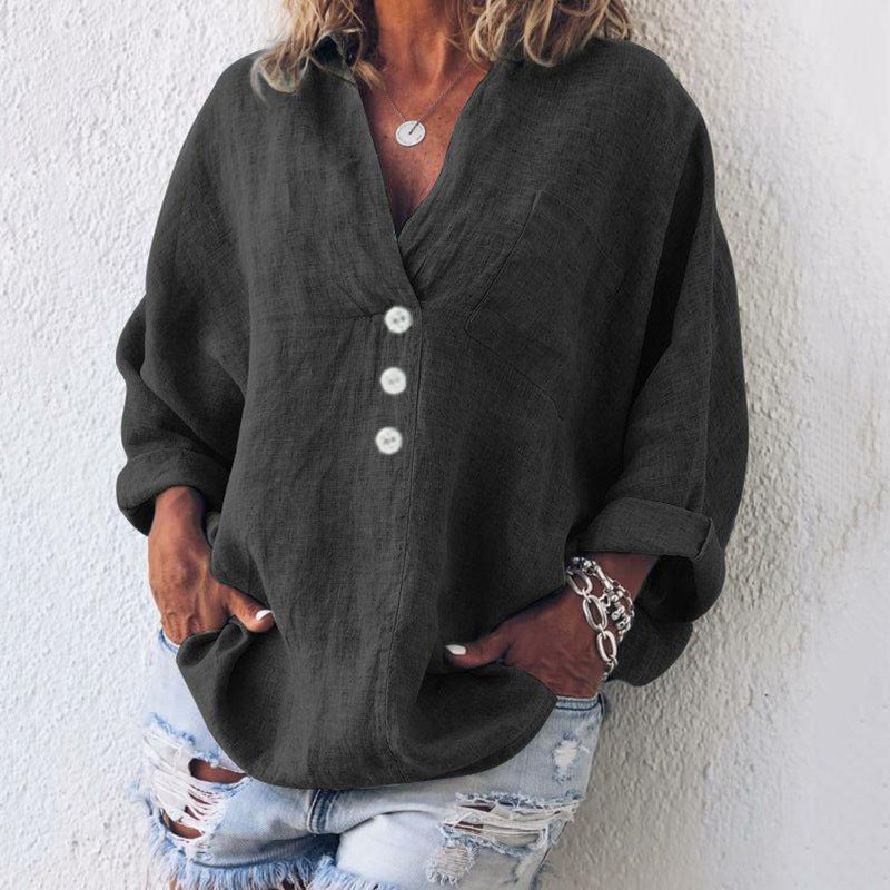 Loose-Fitting Blouse With Long Sleeves And V-Neckline - Minnie