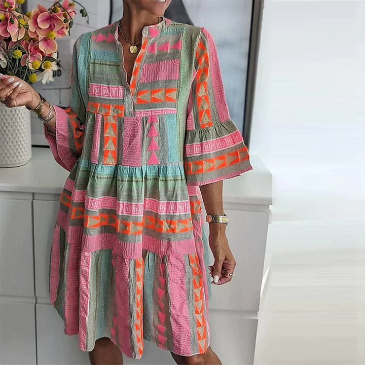 Loose Midi Dress With Geometric Print - Guadalupe