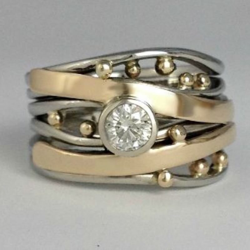 Vintage Gold Zirconia Ring - Celia