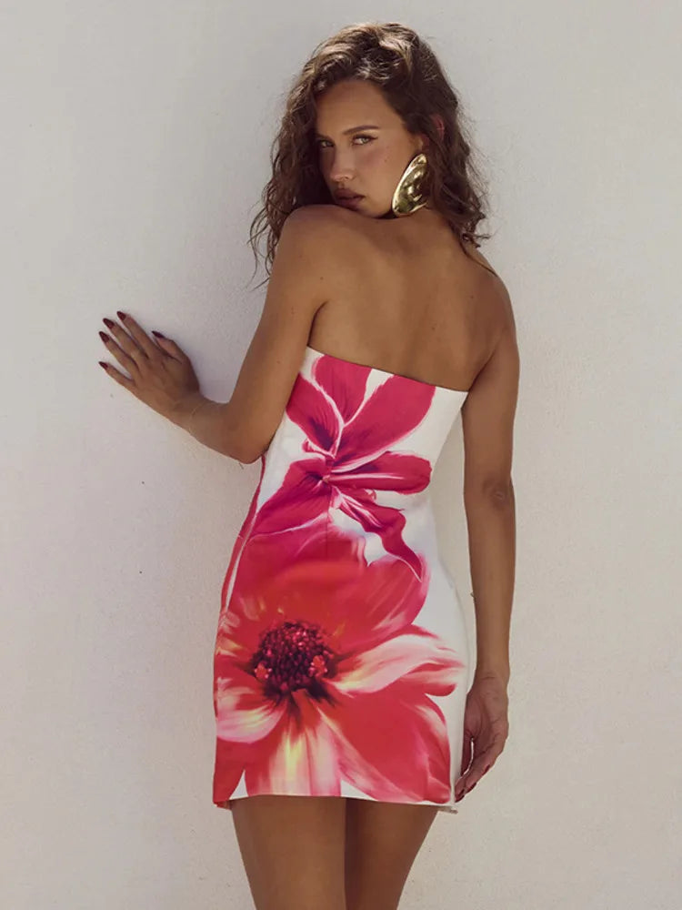 Strapless summer dress with floral print – Zoey