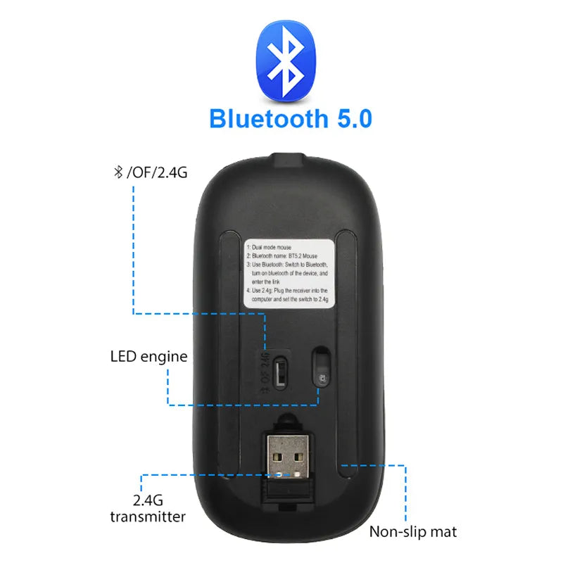 Sammy Jackson™ Wireless LED Mouse | Rechargeable Bluetooth Mouse