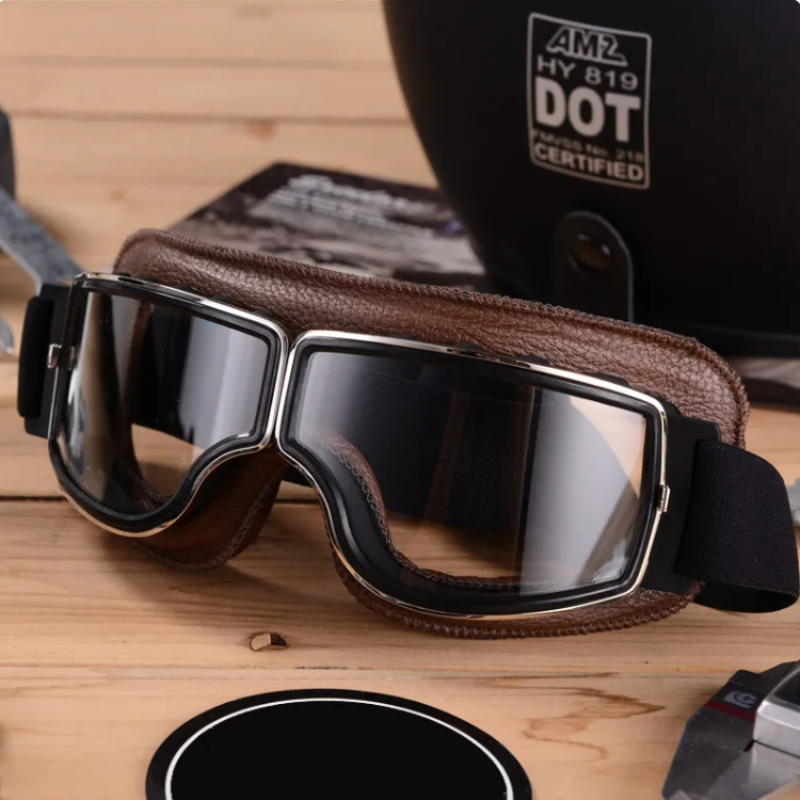 Vintage Leather Motorcycle Goggles - RiderEdge