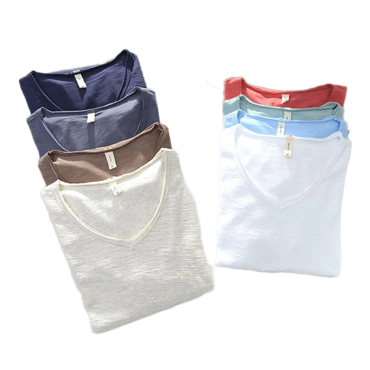 Men's V-neck linen shirt – Luca