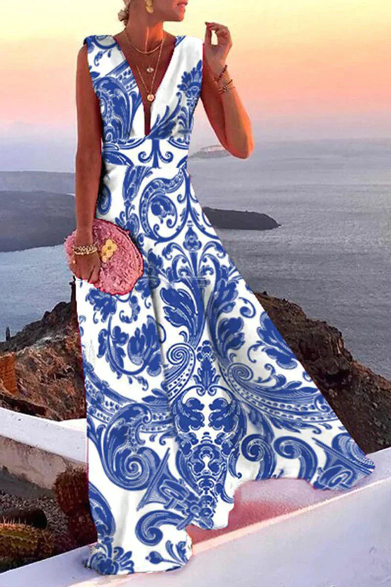 Sleeveless Summer Dress with Print - Layla