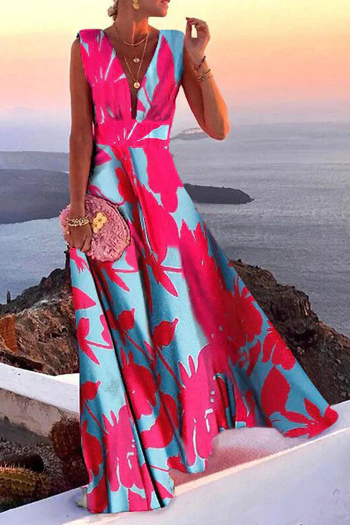 Sleeveless Summer Dress with Print - Layla