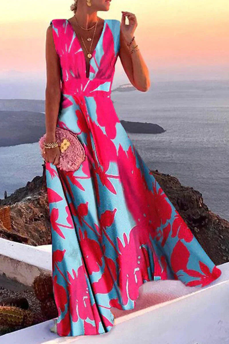 Sleeveless Summer Dress with Print - Layla