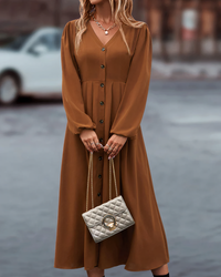 Maxi Herfst Jurk met Knoopsluiting – Amira