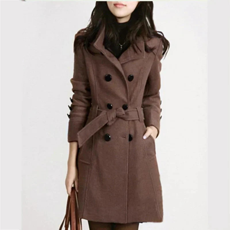 Women's Jacket with Belt & Double Button Closure – Alvara