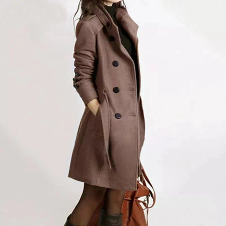 Women's Jacket with Belt & Double Button Closure – Alvara