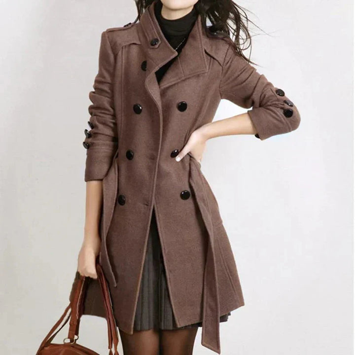 Women's Jacket with Belt & Double Button Closure – Alvara