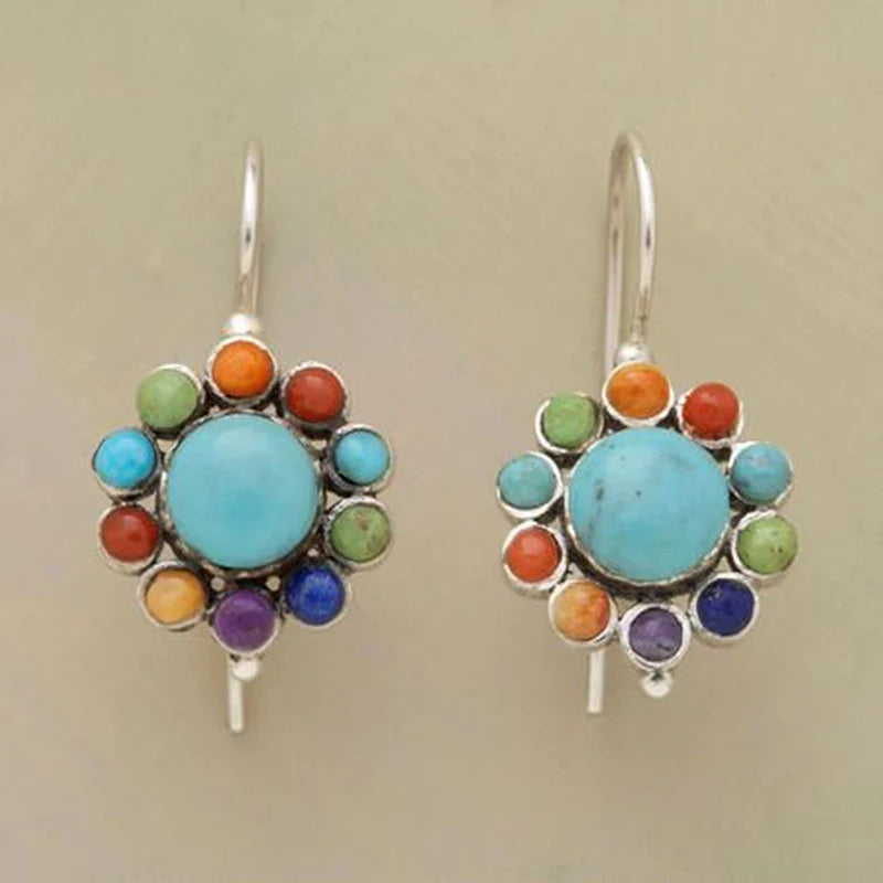 Round Earrings in Turquoise Multicolor - Zenya