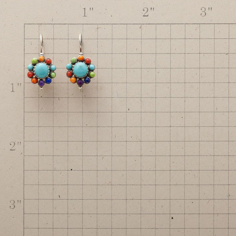 Round Earrings in Turquoise Multicolor - Zenya