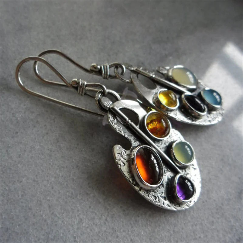 Oorbellen met Meerkleurige Steen Hanger - Levana