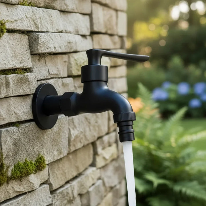 Matte Black Wall-Mounted Outdoor Tap - Valvara