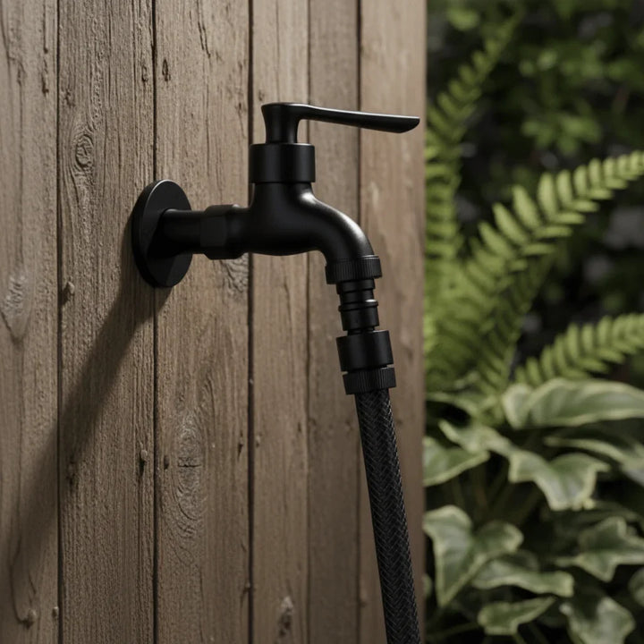 Matte Black Wall-Mounted Outdoor Tap - Valvara