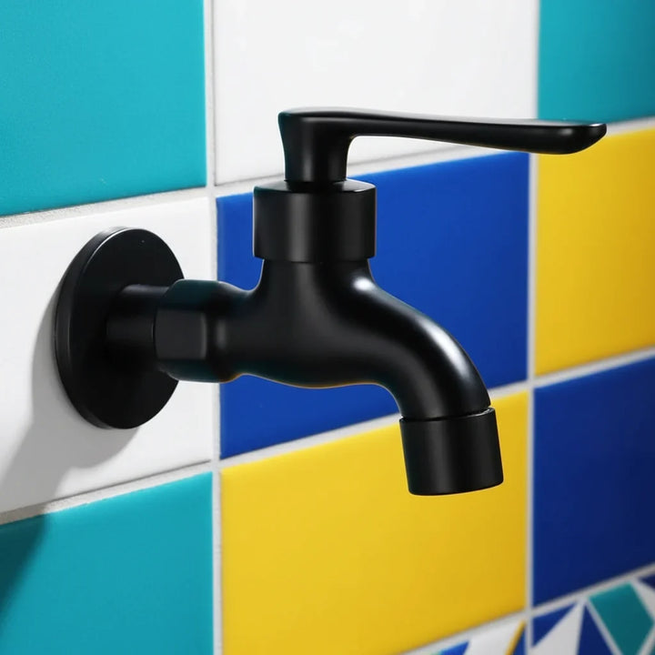 Matte Black Wall-Mounted Outdoor Tap - Valvara