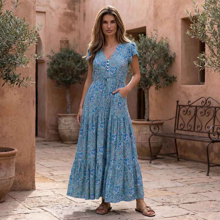 Maxi Kleid Mit V Ausschnitt - Mandy