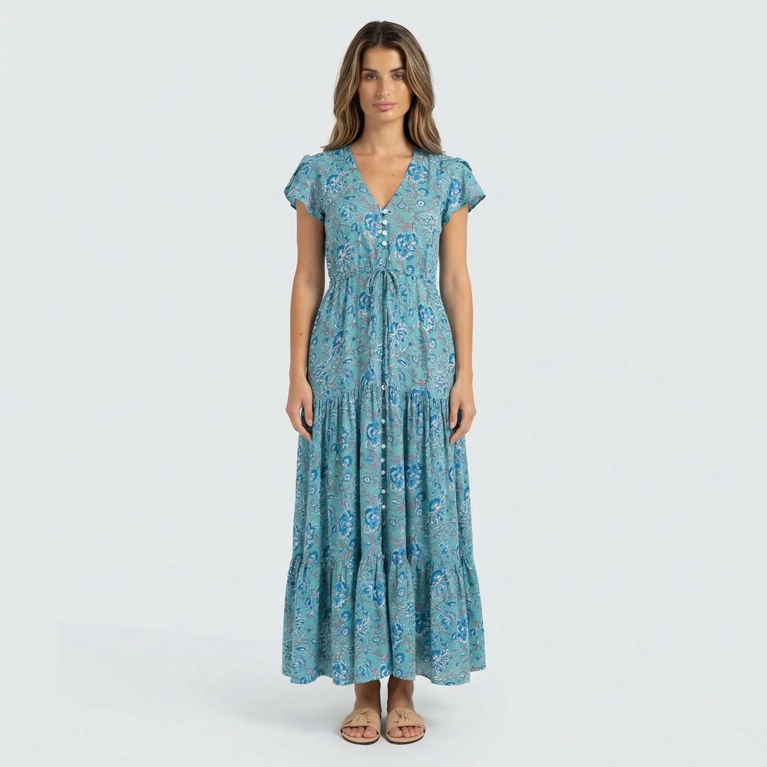Maxi Kleid Mit V Ausschnitt - Mandy