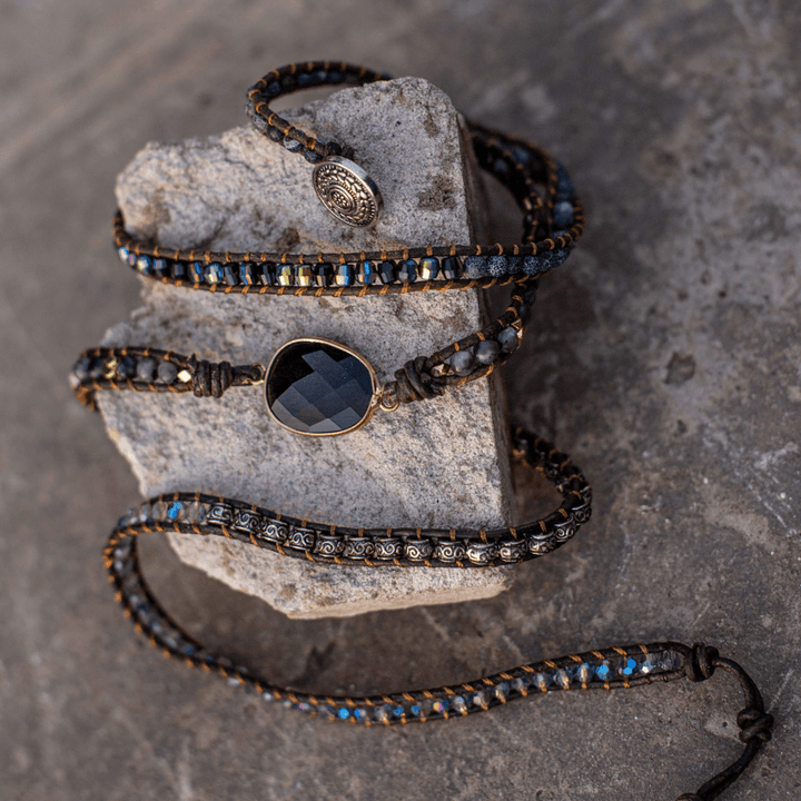 Onyx Maanlicht Beschermende Wikkelarmband - Lunara