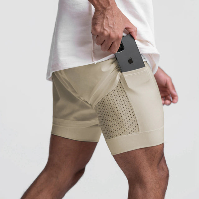 Modne szorty sportowe z oddychającego materiału i boczną kieszenią - Marky