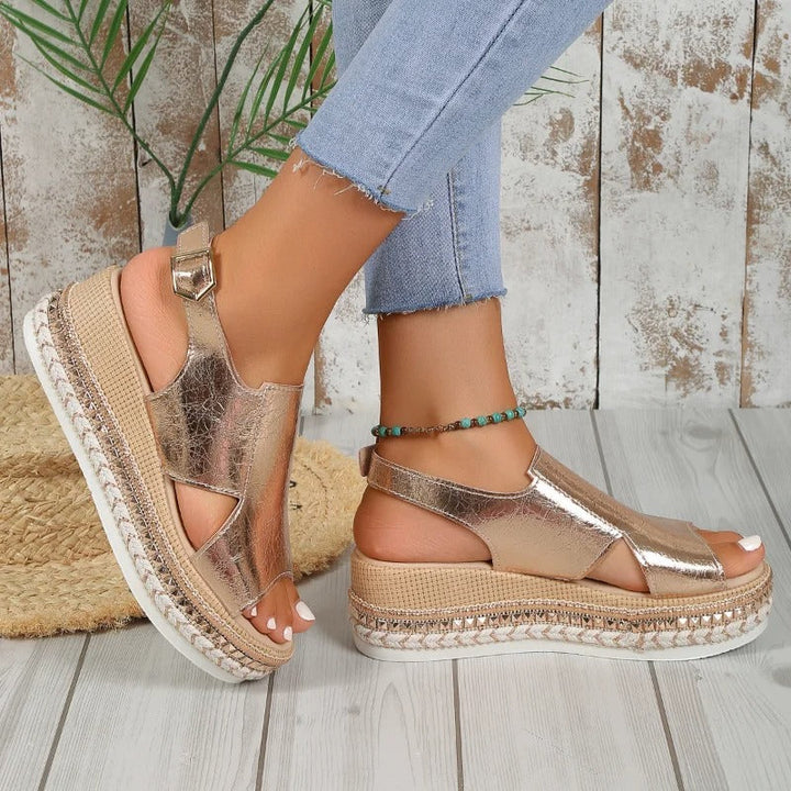 Metallic Finish Platform Sandal For Women - Sadie