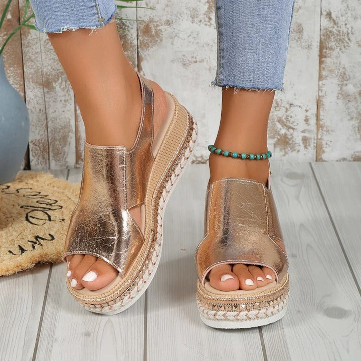 Metallic Finish Platform Sandal For Women - Sadie