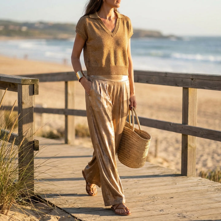 Metallic Shimmer Co-Ord Set For Women - Leigh