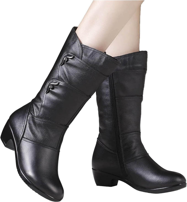 Mid-Calf Block Heel Winter Boot - Amy