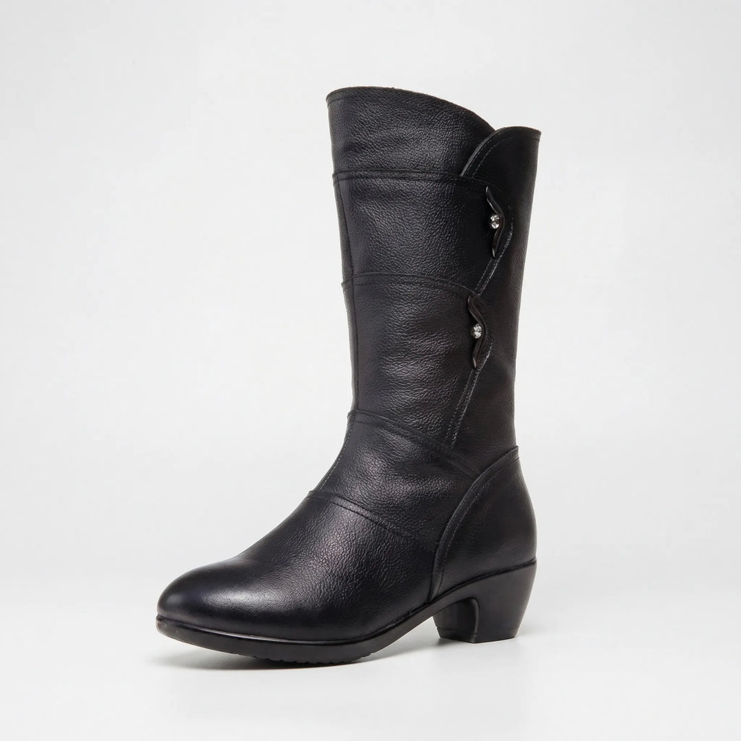 Mid-Calf Block Heel Winter Boot - Amy